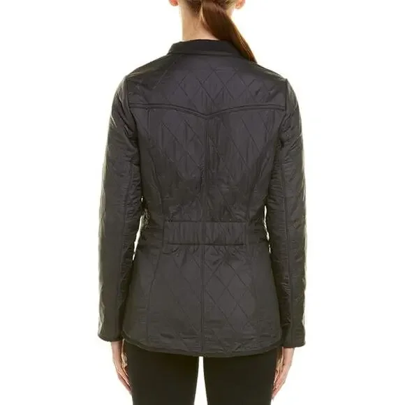 Barbour Cavalry Polarquilt Quilted Jacket Classic Snap & Zip Front Navy Size 8 - Picture 2 of 7